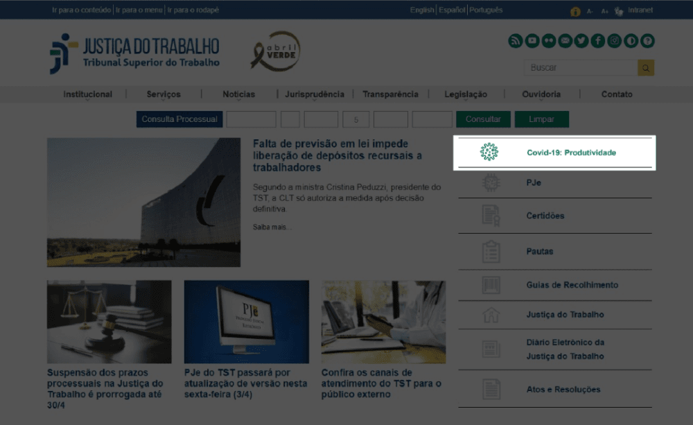 Produtividade da Justiça do Trabalho durante pandemia ficará disponível nos portais do TRTs