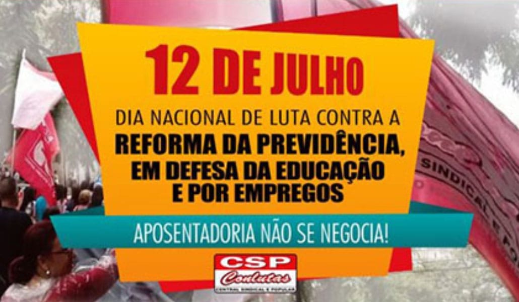 Sexta (12) é dia de luta contra a Reforma da Previdência