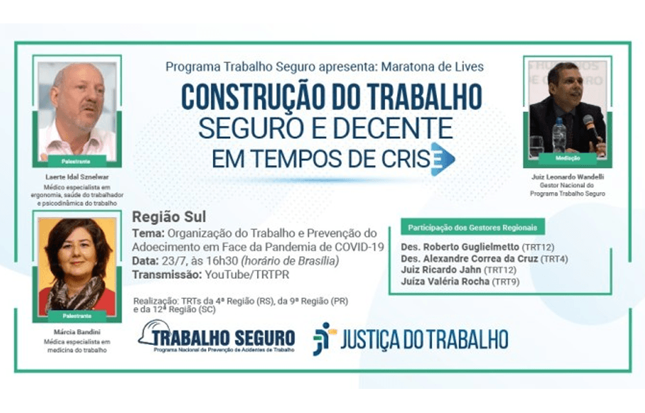 Live nesta quinta (23) abordará saúde e segurança no trabalho em tempo de pandemia